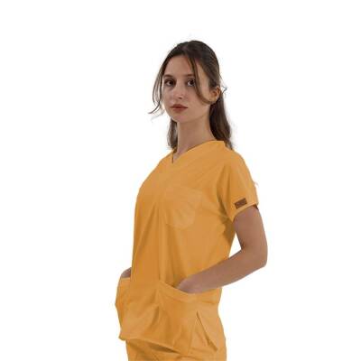 BRL SCRUBLE FLEX | TEK ÜST Likralı Unisex Cerrahi Forma Sarı - 3