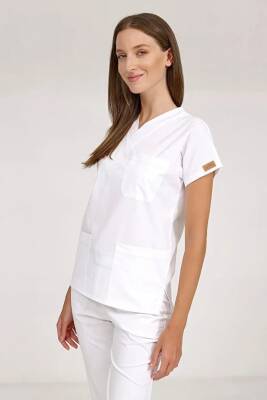 BRL SCRUBLE | Likralı Doktor Ve Hemşire Forması Unisex Cerrahi Takım Beyaz - Brl Üniforma