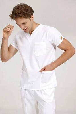 BRL SCRUBLE | Likralı Doktor Ve Hemşire Forması Unisex Cerrahi Takım Beyaz - 5