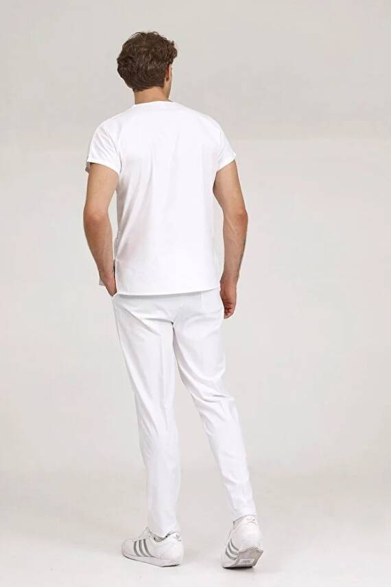 BRL SCRUBLE | Likralı Doktor Ve Hemşire Forması Unisex Cerrahi Takım Beyaz - 6