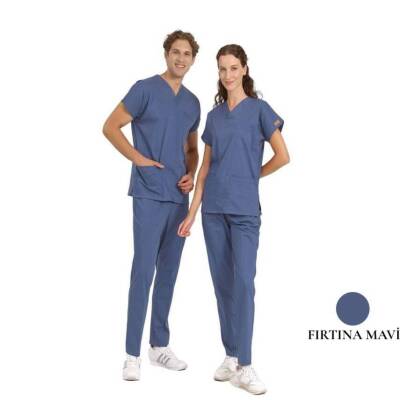 BRL SCRUBLE | Likralı Doktor Ve Hemşire Forması Unisex Cerrahi Takım Fırtına Mavi 