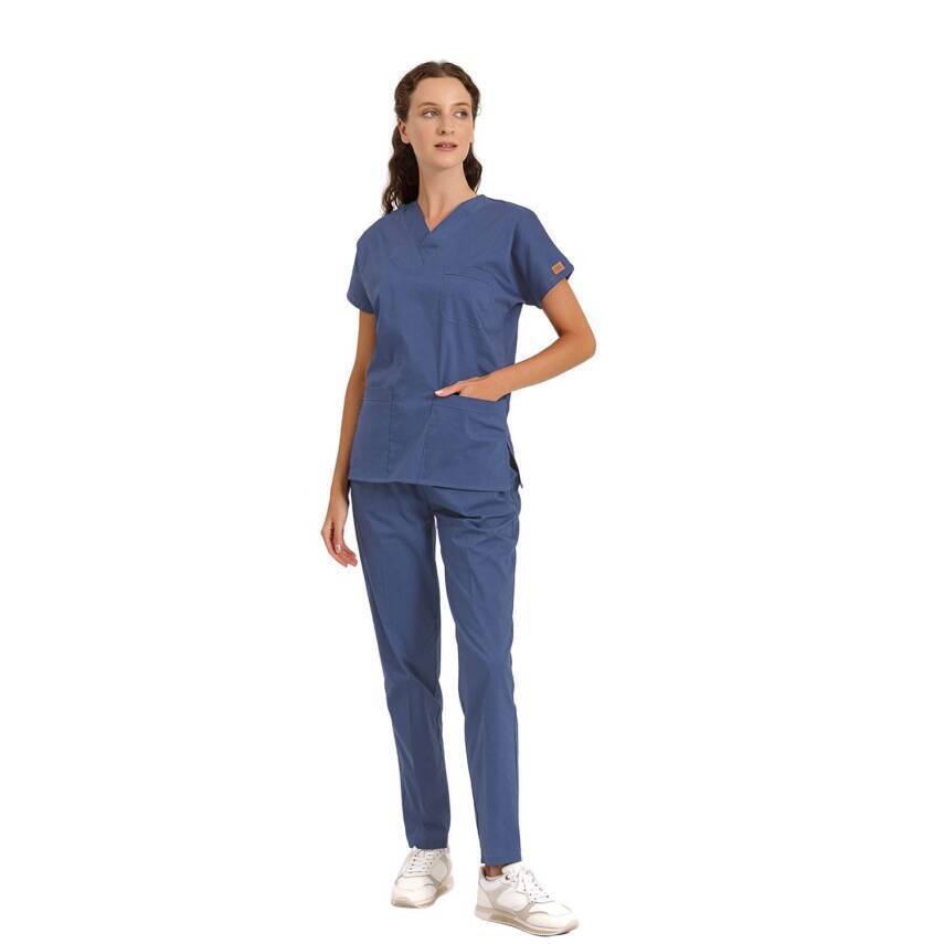 BRL SCRUBLE | Likralı Doktor Ve Hemşire Forması Unisex Cerrahi Takım Fırtına Mavi - 2