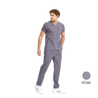BRL SCRUBLE | Likralı Doktor Ve Hemşire Forması Unisex Cerrahi Takım Füme 