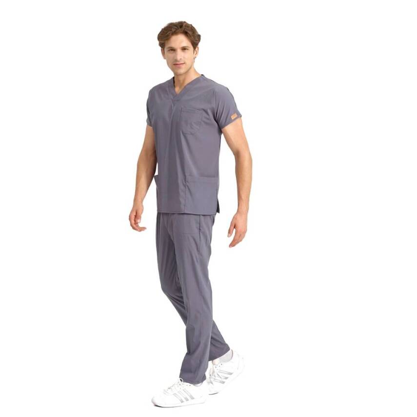 BRL SCRUBLE | Likralı Doktor Ve Hemşire Forması Unisex Cerrahi Takım Füme - 3