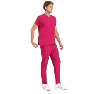 BRL SCRUBLE | Likralı Doktor Ve Hemşire Forması Unisex Cerrahi Takım Fuşya - 2
