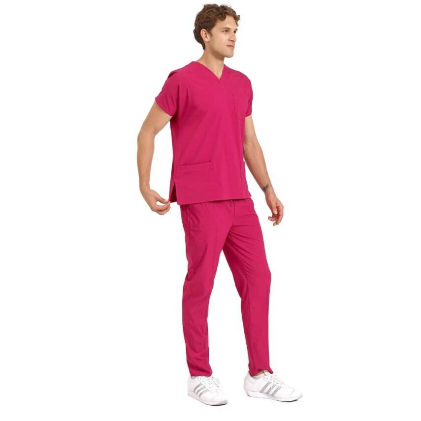 BRL SCRUBLE | Likralı Doktor Ve Hemşire Forması Unisex Cerrahi Takım Fuşya - 2