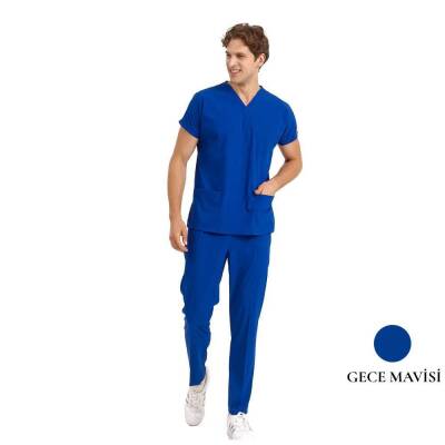 BRL SCRUBLE | Likralı Doktor Ve Hemşire Forması Unisex Cerrahi Takım Gece Mavisi 