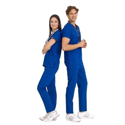BRL SCRUBLE | Likralı Doktor Ve Hemşire Forması Unisex Cerrahi Takım Gece Mavisi - 2