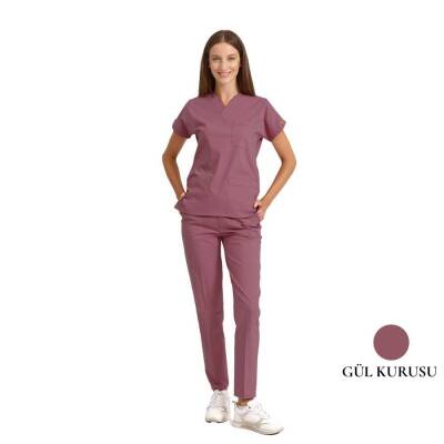 BRL SCRUBLE | Likralı Doktor Ve Hemşire Forması Unisex Cerrahi Takım Gül Kurusu 