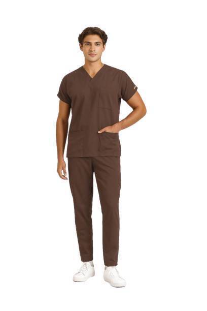 BRL SCRUBLE | Likralı Doktor Ve Hemşire Forması Unisex Cerrahi Takım Kakao Kahve - 5
