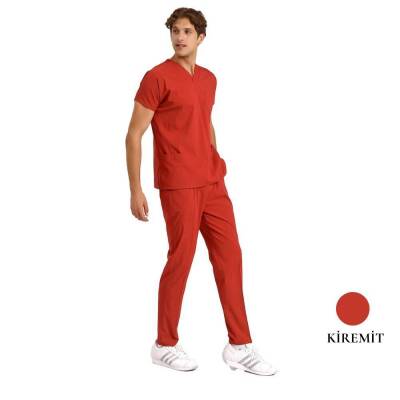 BRL SCRUBLE | Likralı Doktor Ve Hemşire Forması Unisex Cerrahi Takım Kiremit 