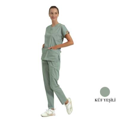 BRL SCRUBLE | Likralı Doktor Ve Hemşire Forması Unisex Cerrahi Takım Küf Yeşili 