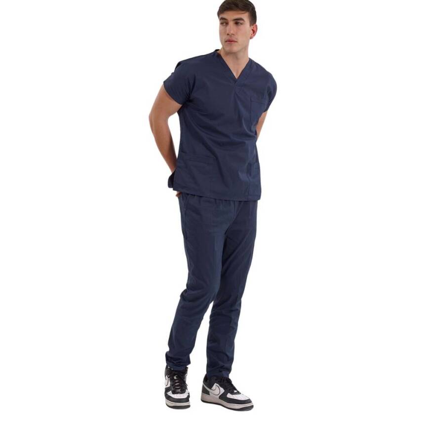 BRL SCRUBLE | Likralı Doktor Ve Hemşire Forması Unisex Cerrahi Takım Lacivert - 3