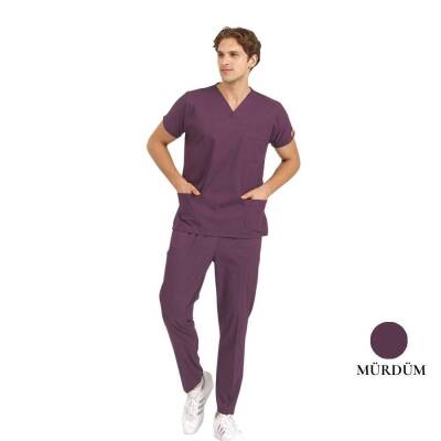 BRL SCRUBLE | Likralı Doktor Ve Hemşire Forması Unisex Cerrahi Takım Mürdüm 