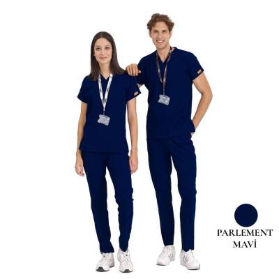 BRL SCRUBLE | Likralı Doktor Ve Hemşire Forması Unisex Cerrahi Takım Parlement Mavi 