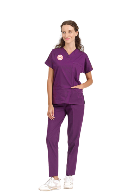 BRL SCRUBLE | Mor Ebe Forması Likralı Unisex Takım - Yeni Yönetmeliğe Uygun Byzantium - Brl Üniforma