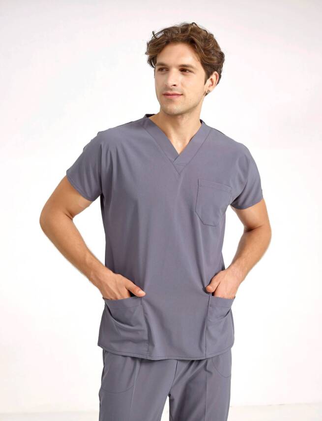 BRL SCRUBLE | TEK ÜST Likralı Unisex Cerrahi Forma Füme - 1