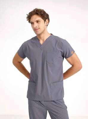 BRL SCRUBLE | TEK ÜST Likralı Unisex Cerrahi Forma Füme - 2