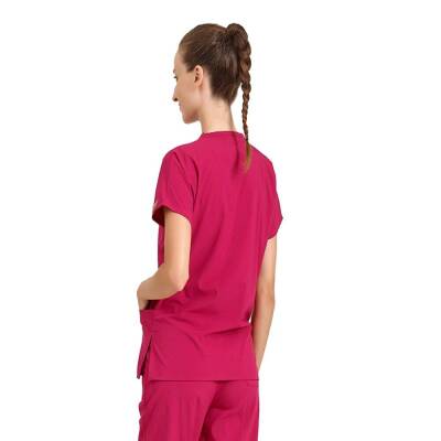 BRL SCRUBLE | TEK ÜST Likralı Unisex Cerrahi Forma Fuşya - 2