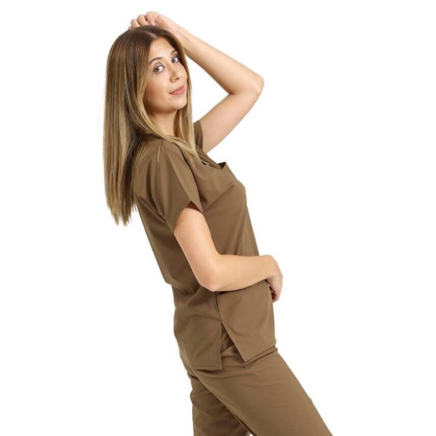 BRL SCRUBLE | TEK ÜST Likralı Unisex Cerrahi Forma Haki - 3