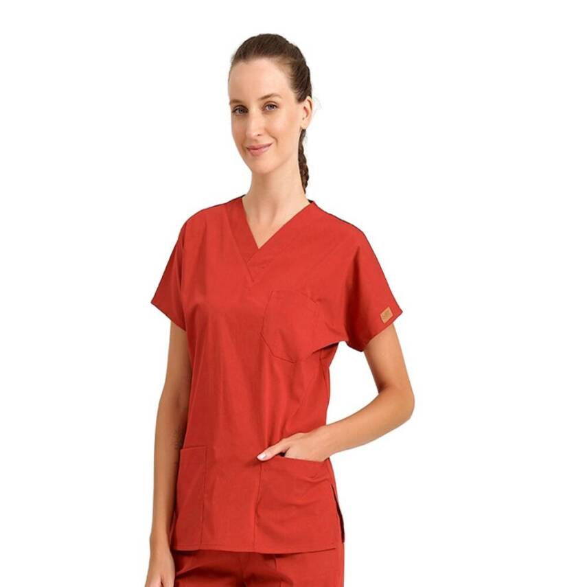 BRL SCRUBLE | TEK ÜST Likralı Unisex Cerrahi Forma Kiremit - 1