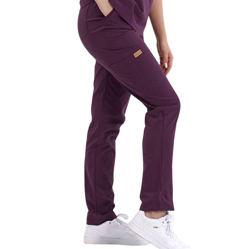 BRL SNAPS | TEK ALT Torba Cepli Doktor ve Hemşire Pantolon Mürdüm - 3