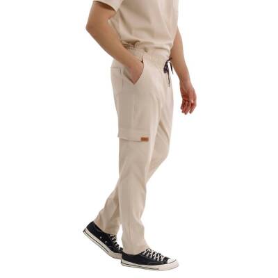 BRL SNAPSM | TEK ALT Kargo Cepli Klasik Likralı Unisex Cerrahi Pantolon Bej - Brl Üniforma