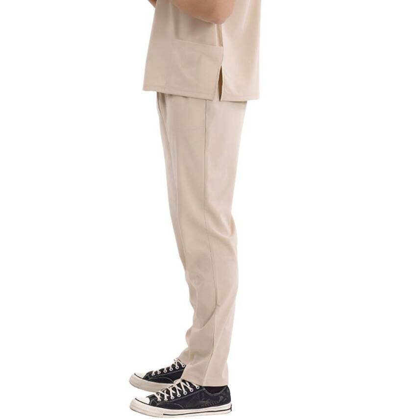BRL SNAPSM | TEK ALT Kargo Cepli Klasik Likralı Unisex Cerrahi Pantolon Bej - 2