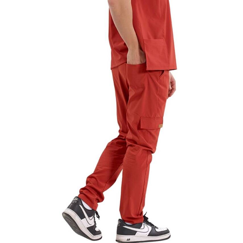BRL SNAPSM | TEK ALT Kargo Cepli Klasik Likralı Unisex Cerrahi Pantolon Kiremit - 2