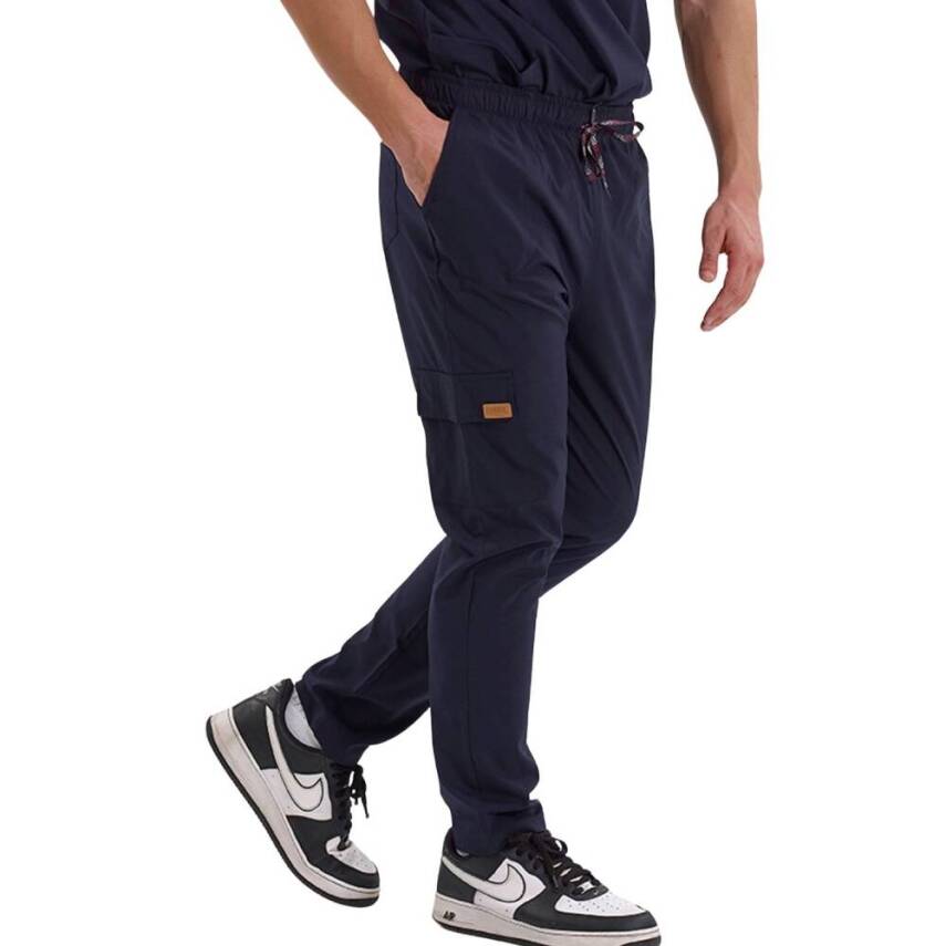 BRL SNAPSM | TEK ALT Kargo Cepli Klasik Likralı Unisex Cerrahi Pantolon Lacivert - 1
