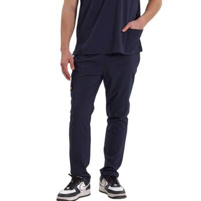 BRL SNAPSM | TEK ALT Kargo Cepli Klasik Likralı Unisex Cerrahi Pantolon Lacivert - 2