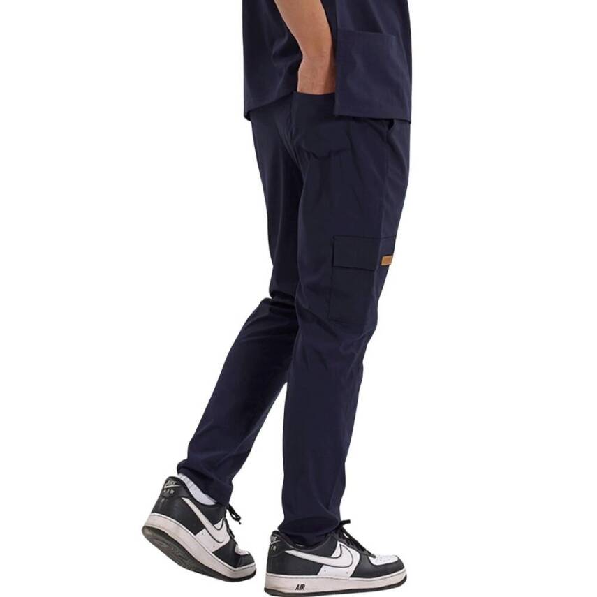 BRL SNAPSM | TEK ALT Kargo Cepli Klasik Likralı Unisex Cerrahi Pantolon Lacivert - 3