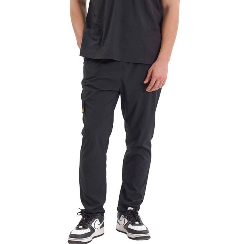 BRL SNAPSM | TEK ALT Kargo Cepli Klasik Likralı Unisex Cerrahi Pantolon Siyah - 1