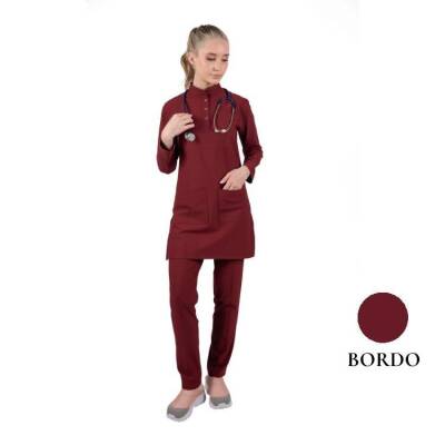 BRL TESETTÜR PANDA FLEX | Likralı Doktor & Hemşire Forması Cerrahi Takım Bordo 