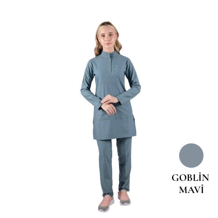 BRL TESETTÜR PANDA FLEX | Likralı Doktor & Hemşire Forması Cerrahi Takım Goblin Mavi - 1