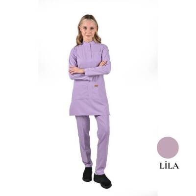 BRL TESETTÜR PANDA FLEX | Likralı Doktor & Hemşire Forması Cerrahi Takım Lila 