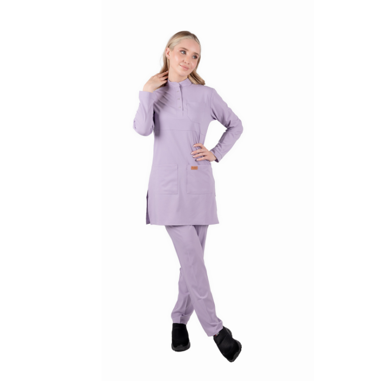 BRL TESETTÜR PANDA FLEX | Likralı Doktor & Hemşire Forması Cerrahi Takım Lila - 2