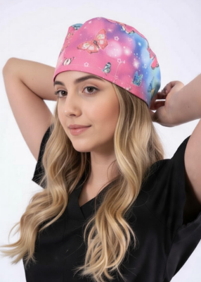 Unisex Medikal Cerrahi Bone Doktor Hemşire Hastane Bonesi - Kelebek Desenli - Brl Üniforma